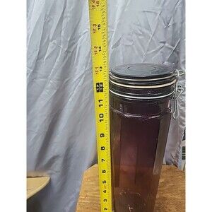 Vintage amathyst purple Glass Jar Canister Airtight Locking Hinge Lid 13" lot c